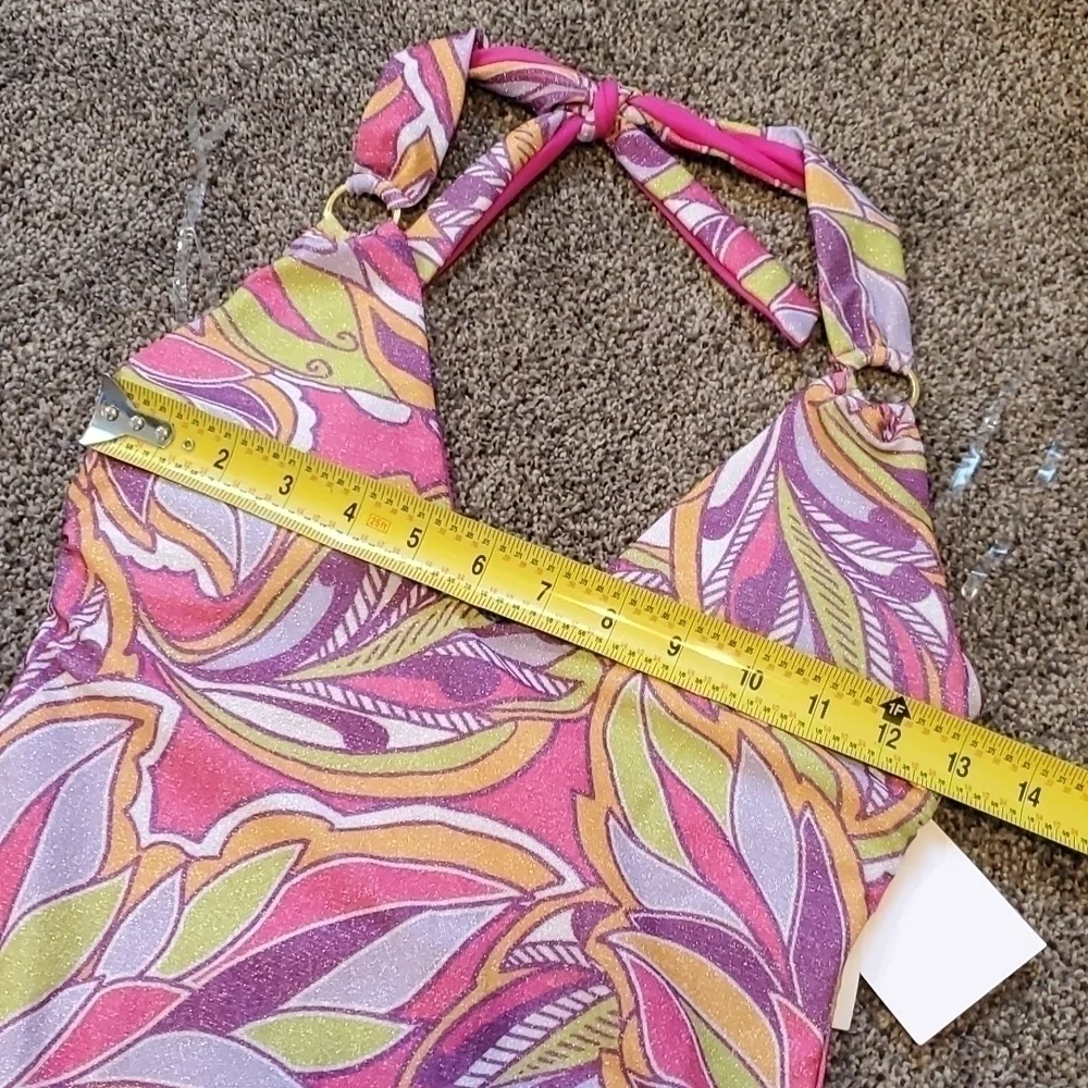 NWT Becca By Rebecca Virtue Psychedelica Nina U-Neck Sparkle One Piece Swim